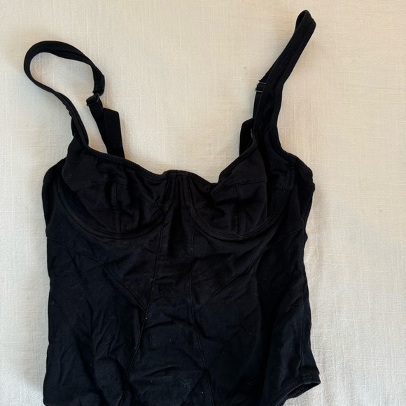 Out From Under Urban Outfitters Black Cotton Bustier Bodysuit Size Small - Picture 2 of 9